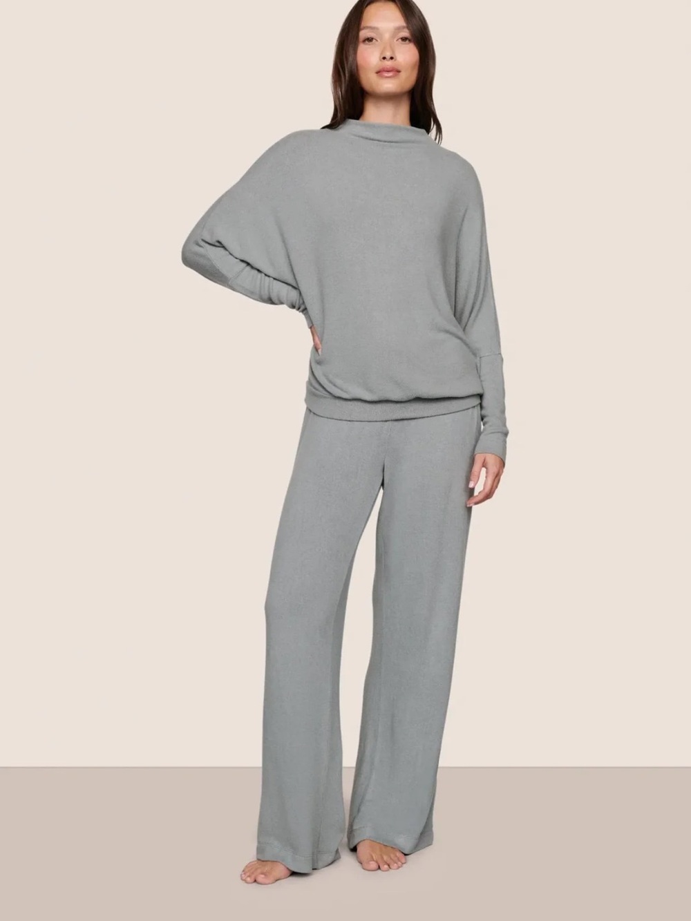 Eberjey Cozy Cozy Time Knit Two-Piece Lounge Set in Light Gray